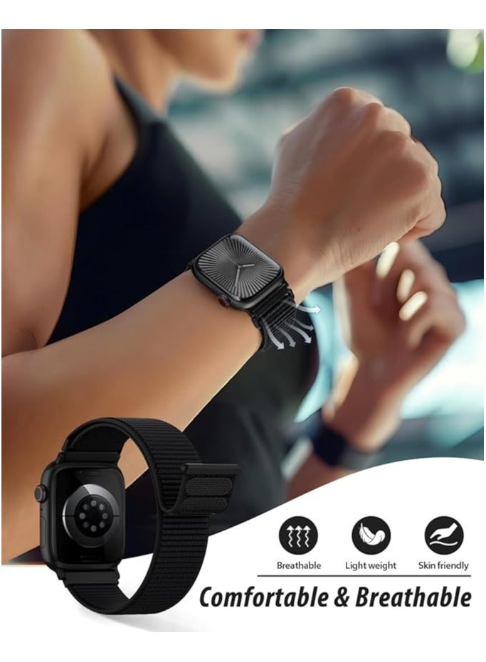 Nylon Loop Sport Band Compatible with Apple Watch Bands 44mm 45mm 46mm 49mm 42mm for Women Men, iWatch Wrist Straps for Ultra 3 2, Se, Series 11 10 9 8 7, Breathable, Soft Band Ideal for Outdoor - Image 4